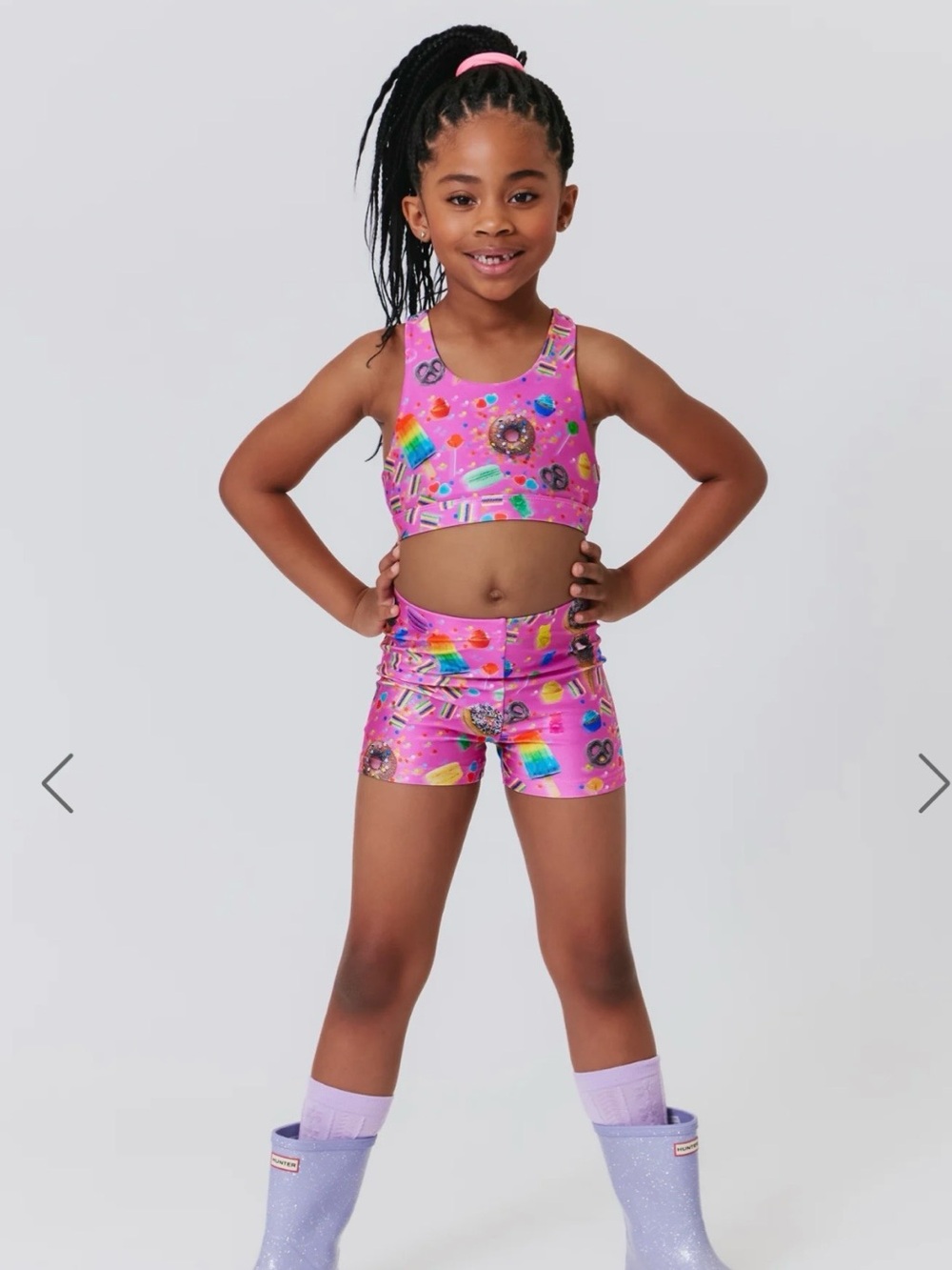 Terez Pink Candy Spill Dance Set - Crop Top and Shorts